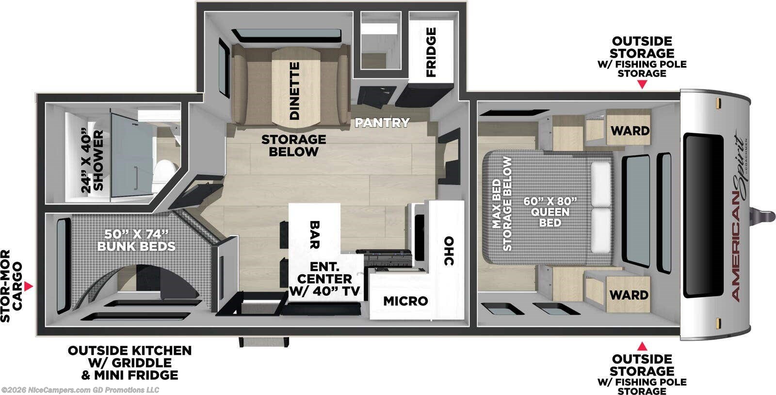 Floorplan of 2027 Coachmen American Spirit 2457BH