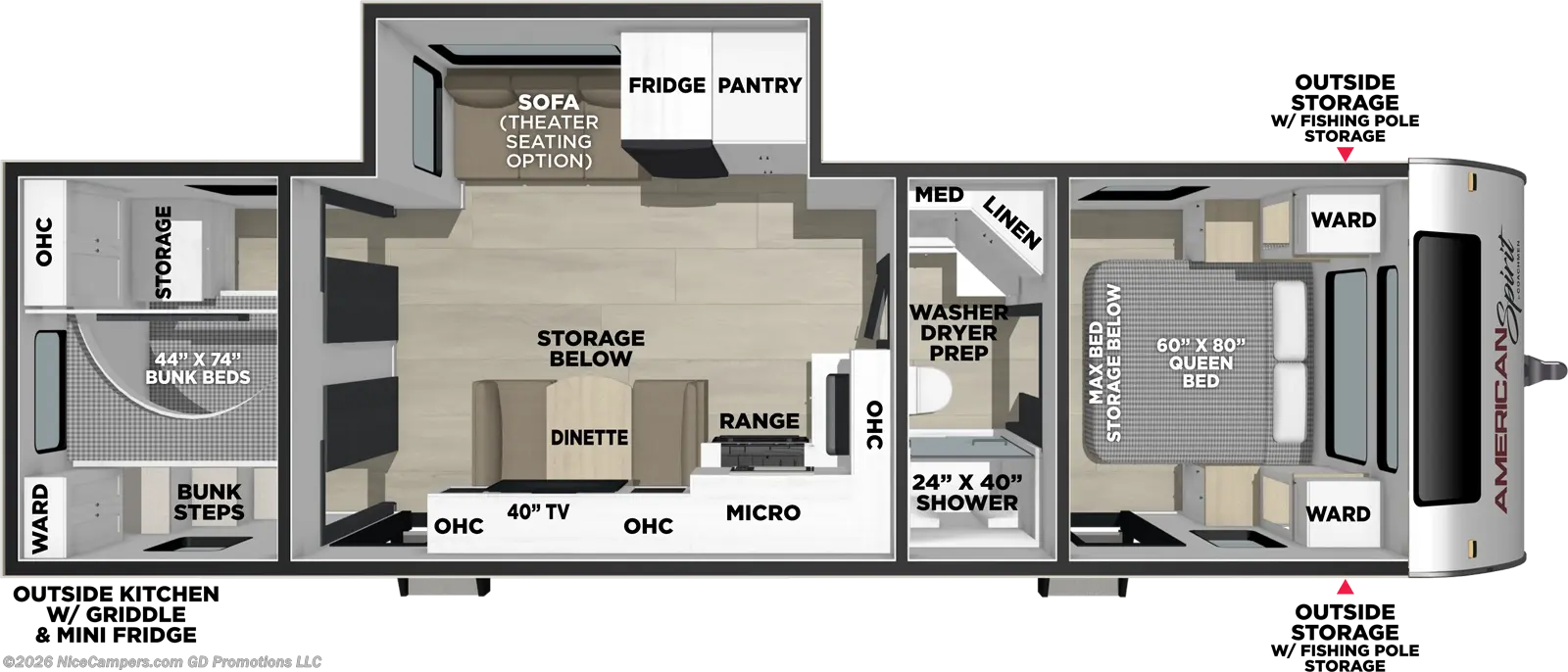 Floorplan of 2027 Coachmen American Spirit 3070BH