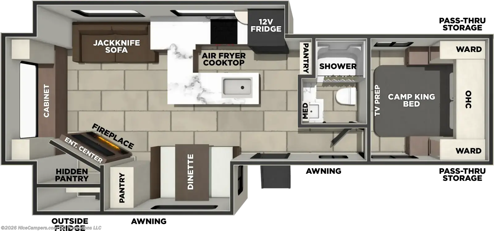 Floorplan of 2027 Forest River Tracer 286RL