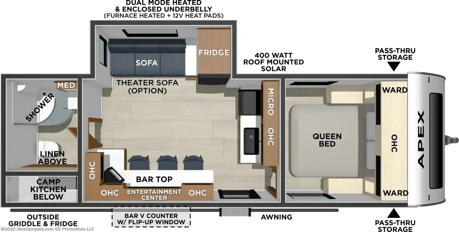Floorplan of 2027 Coachmen Apex Ultra-Lite 242BARV