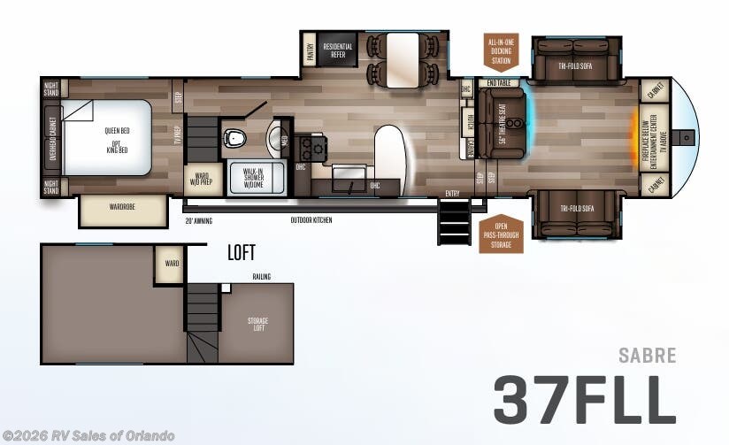 Floorplan of 2021 Forest River Sabre 37FLL