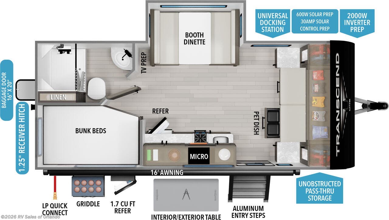 Floorplan of 2025 Grand Design Transcend One 161BH