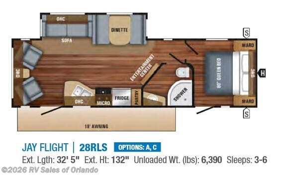 Floorplan of 2018 Jayco Jay Flight 28RLS