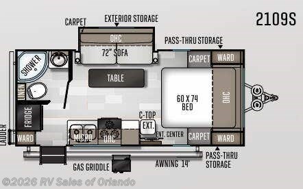 Floorplan of 2020 Forest River Rockwood Mini Lite 2109S