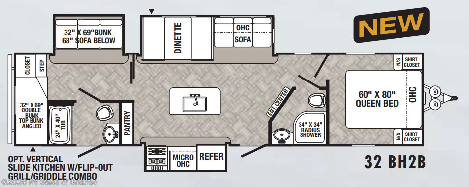 Floorplan of 2022 Palomino Puma 32BH2B