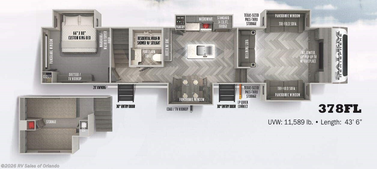 Floorplan of 2022 Forest River Salem Hemisphere 378FL