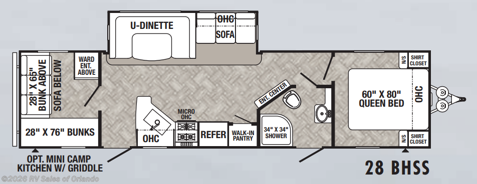Floorplan of 2022 Palomino Puma 28BHSS