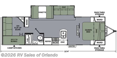 2020 Coachmen Apex 289TBSS - Used Travel Trailer For Sale by RV Sales of Orlando in Longwood, Florida features Skylight, TV, Stereo System, External Shower, Bunk Beds