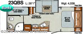 Floorplan of 2023 Gulf Stream Vintage Cruiser 23QBS