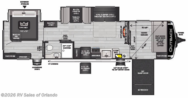 Floorplan of 2021 Keystone Outback 342CG