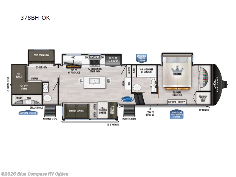 2024 East to West Ahara 378BH-OK - Used Fifth Wheel For Sale by Blue Compass RV Ogden in Marriott-Slaterville, Utah features Slideout