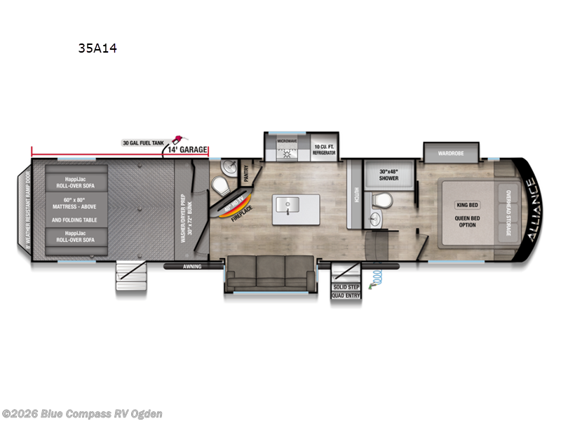 2027 Alliance RV Valor All-Access 35A14 - New Toy Hauler For Sale by Blue Compass RV Ogden in Marriott-Slaterville, Utah features Slideout