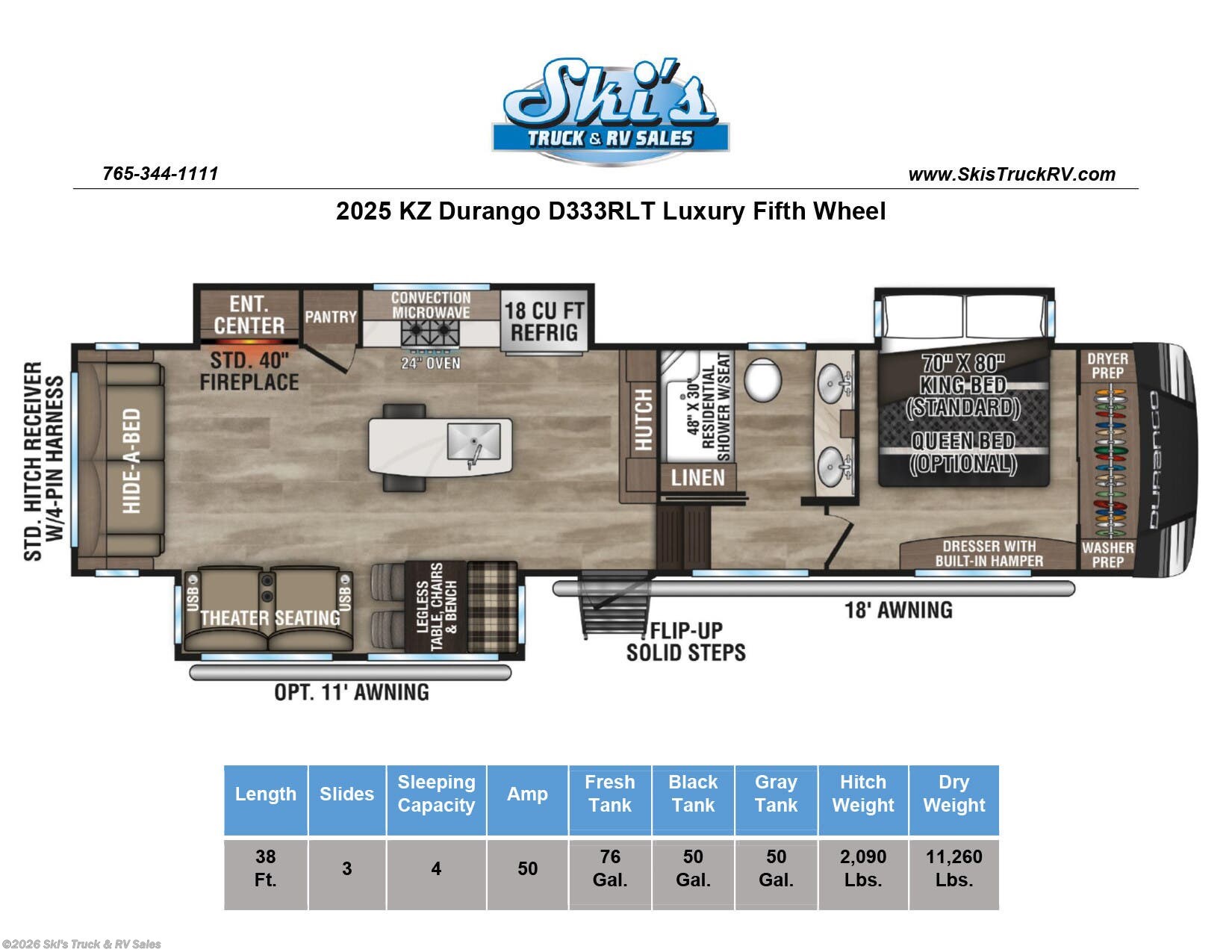 2025 Durango D333RLT by K-Z from Ski's Truck & RV Sales in Rockville, Indiana
