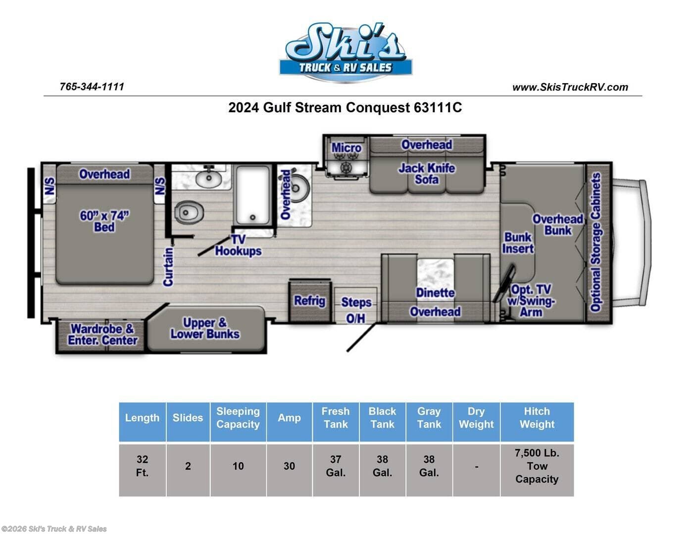 Used 2024 Gulf Stream Conquest 63111C available in Rockville, Indiana