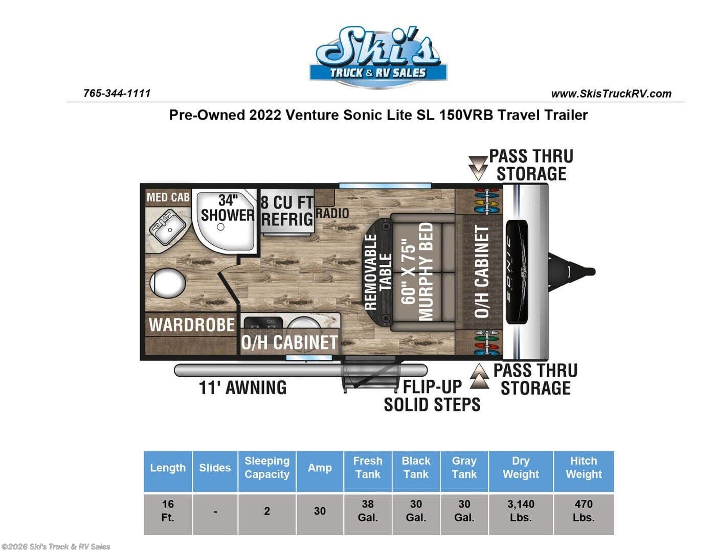 Used 2022 Venture Sonic Lite SL150VRB available in Rockville, Indiana