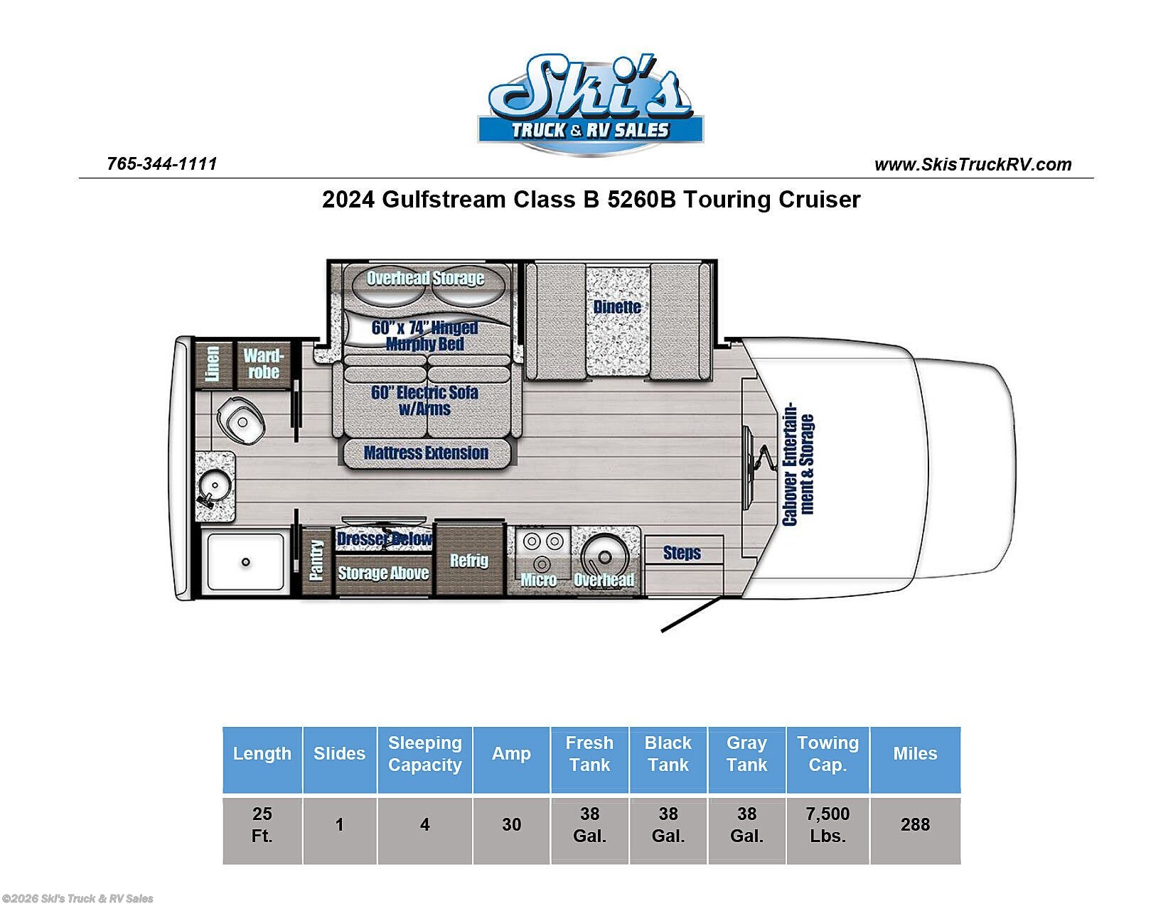 2024 Class B Touring Cruiser 5260B by Gulf Stream from Ski's Truck & RV Sales in Rockville, Indiana