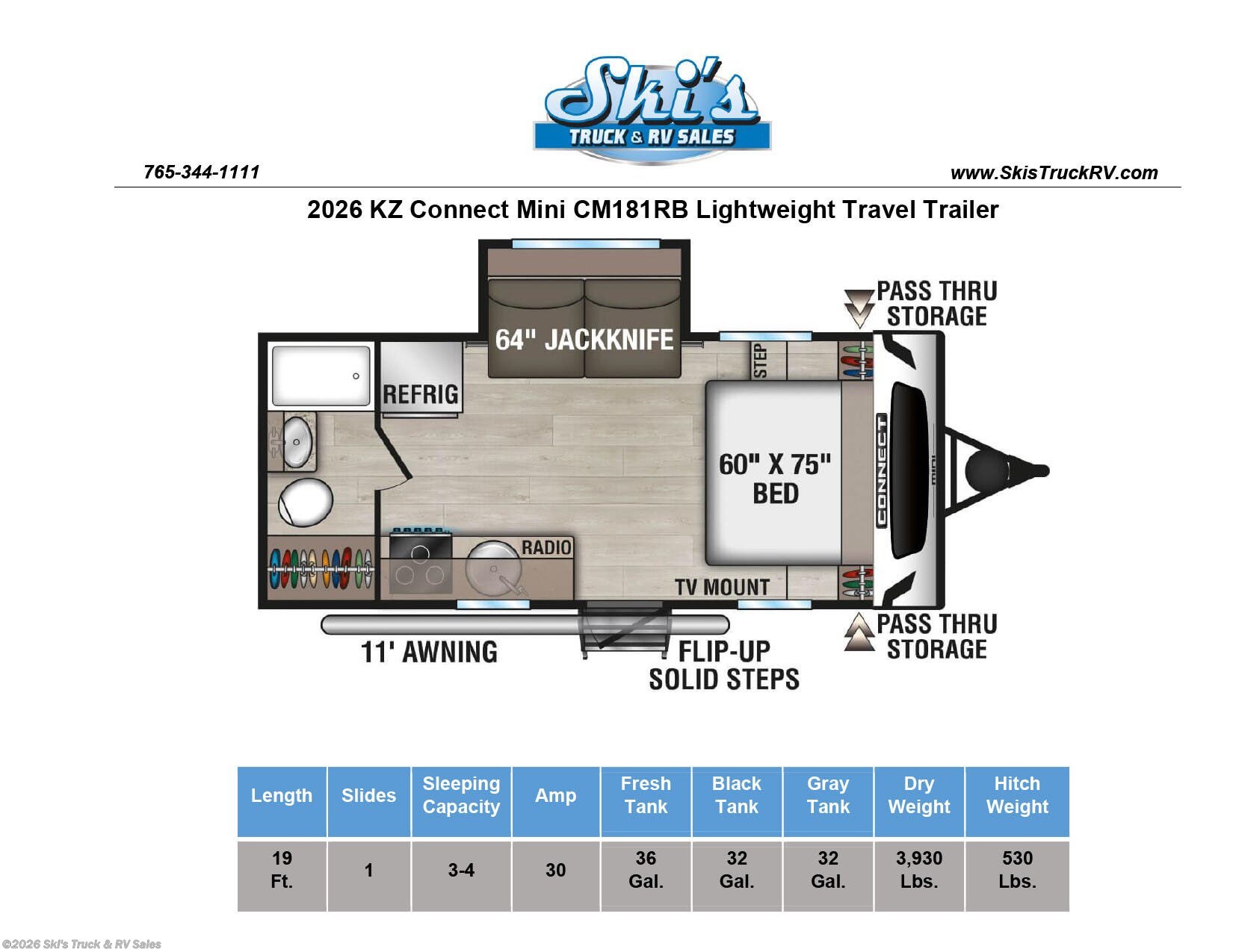 2026 Connect Mini CM181RB by K-Z from Ski's Truck & RV Sales in Rockville, Indiana