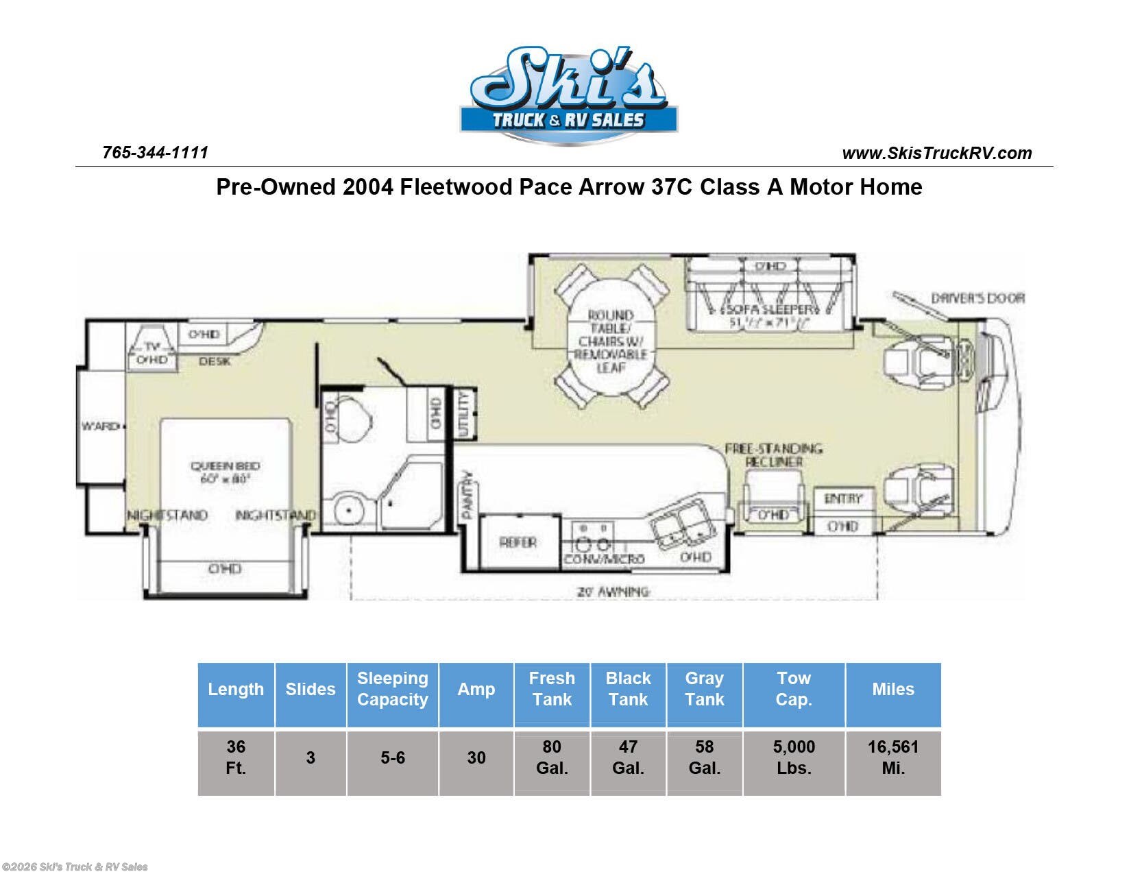 2004 Pace Arrow 37C by Fleetwood from Ski's Truck & RV Sales in Rockville, Indiana