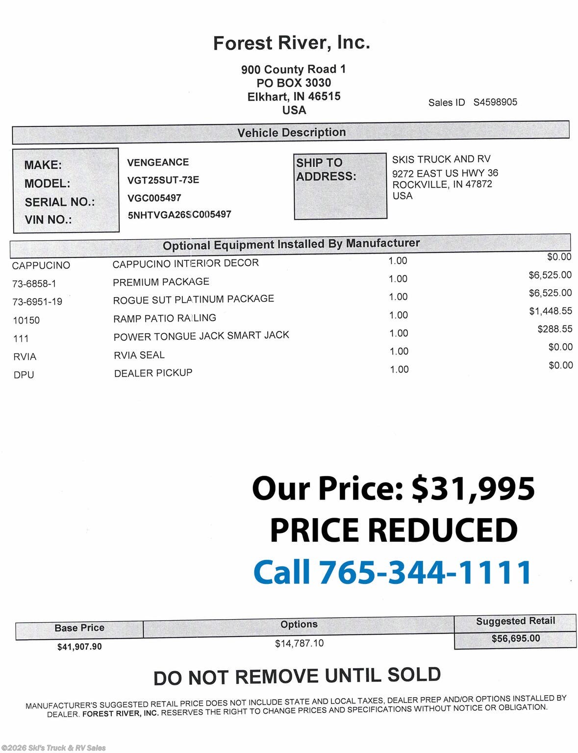 New 2025 Forest River Vengeance Rogue 25SUT available in Rockville, Indiana