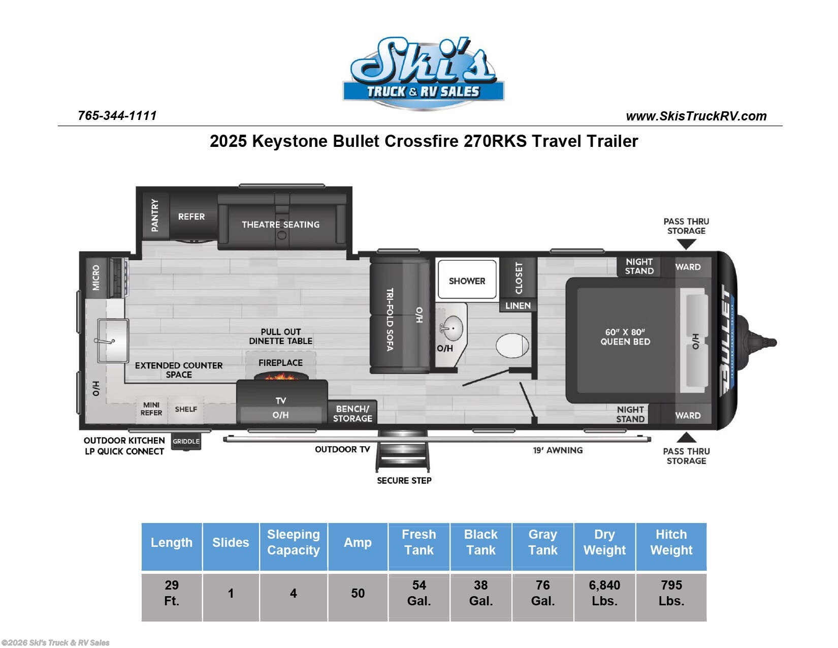 New 2025 Keystone Bullet Crossfire 270RKS available in Rockville, Indiana