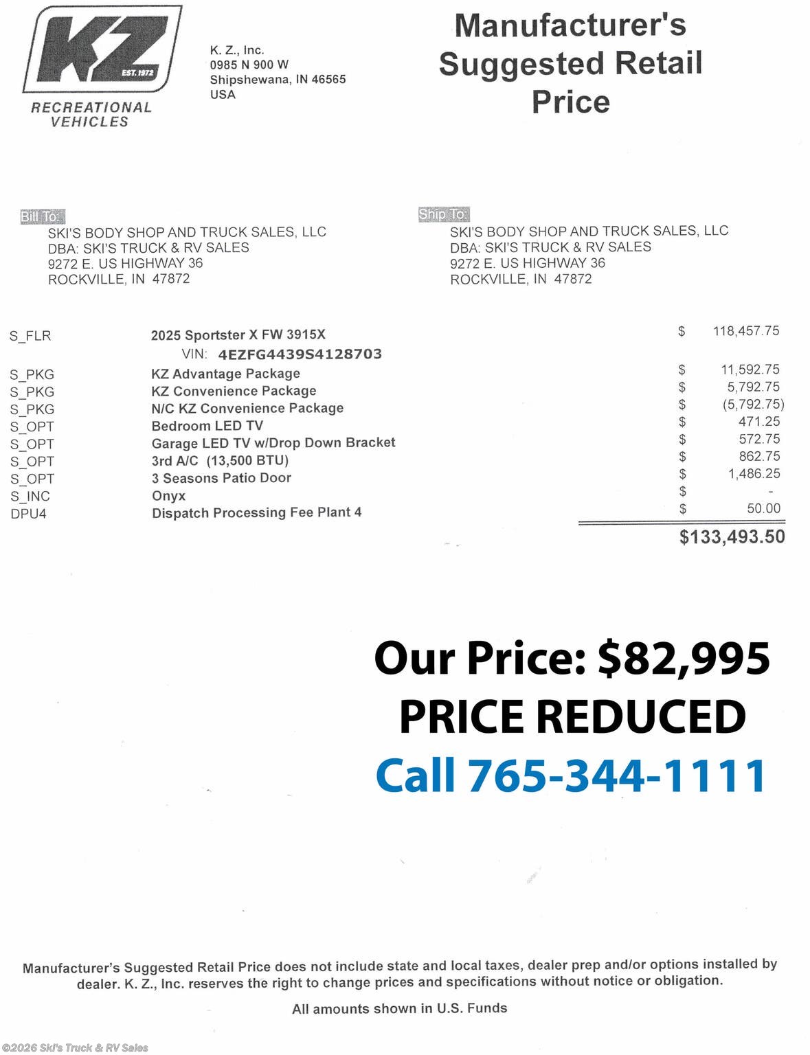 New 2025 K-Z Sportster X 3915X available in Rockville, Indiana