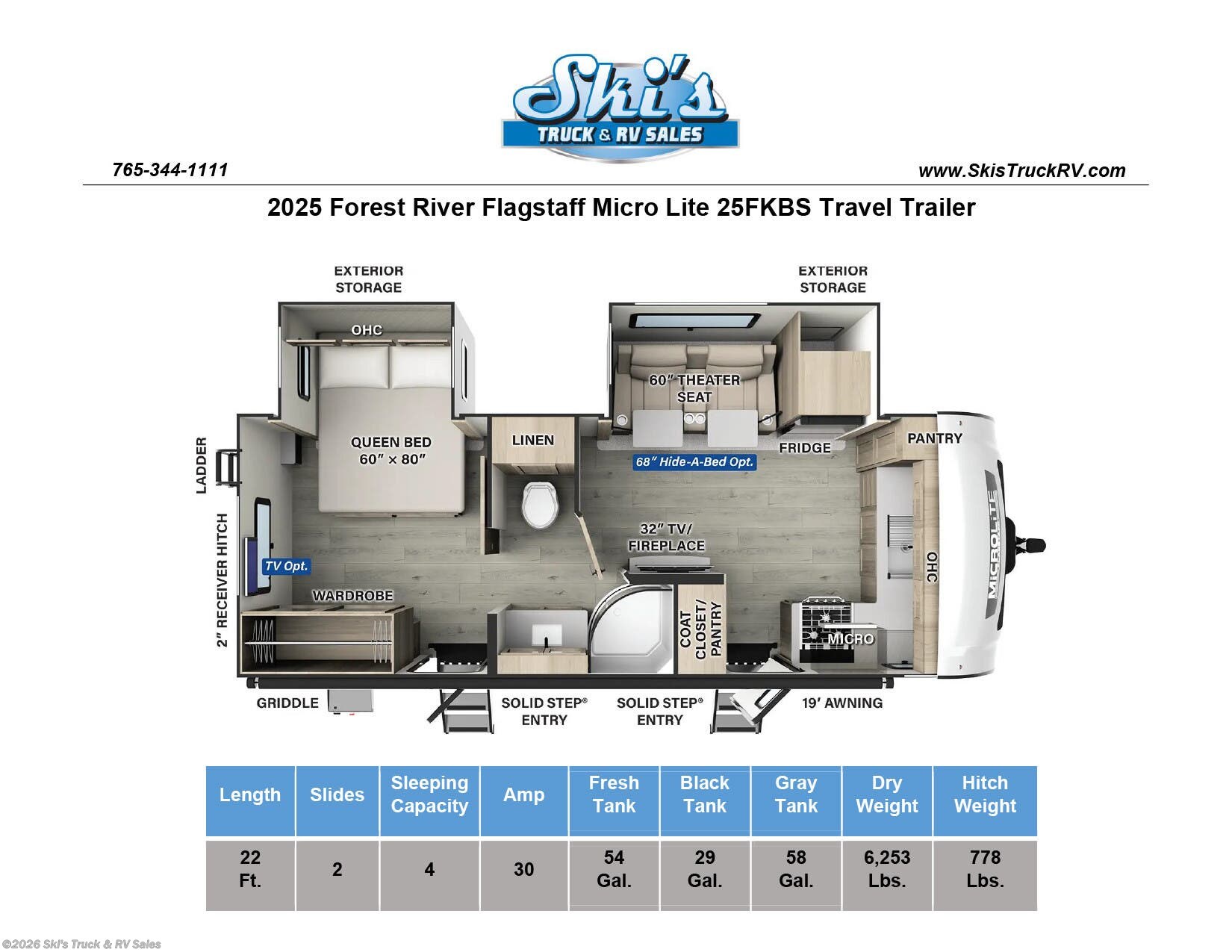 2025 Flagstaff Micro Lite 25FKBS by Forest River from Ski's Truck & RV Sales in Rockville, Indiana
