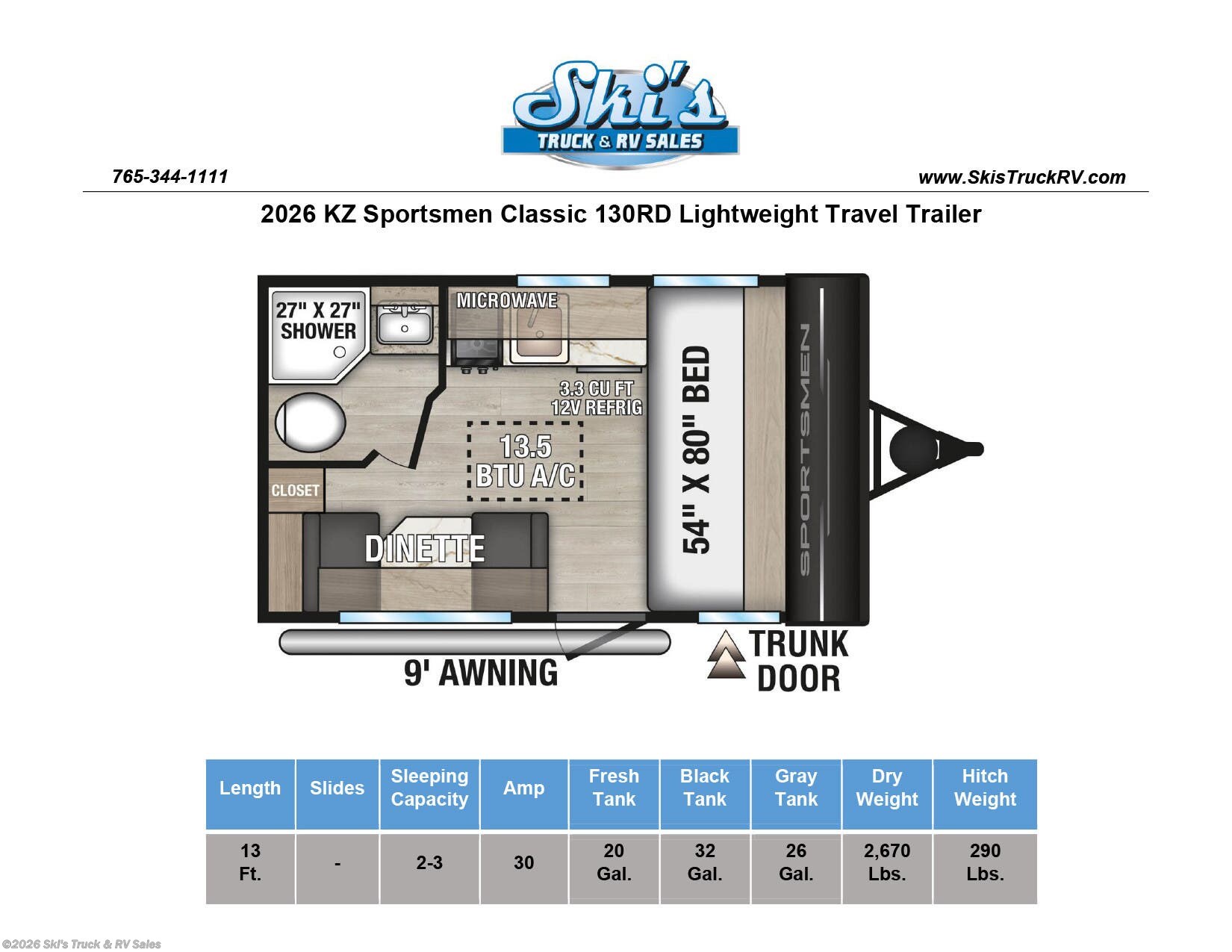New 2026 K-Z Sportsmen Classic 130RD available in Rockville, Indiana