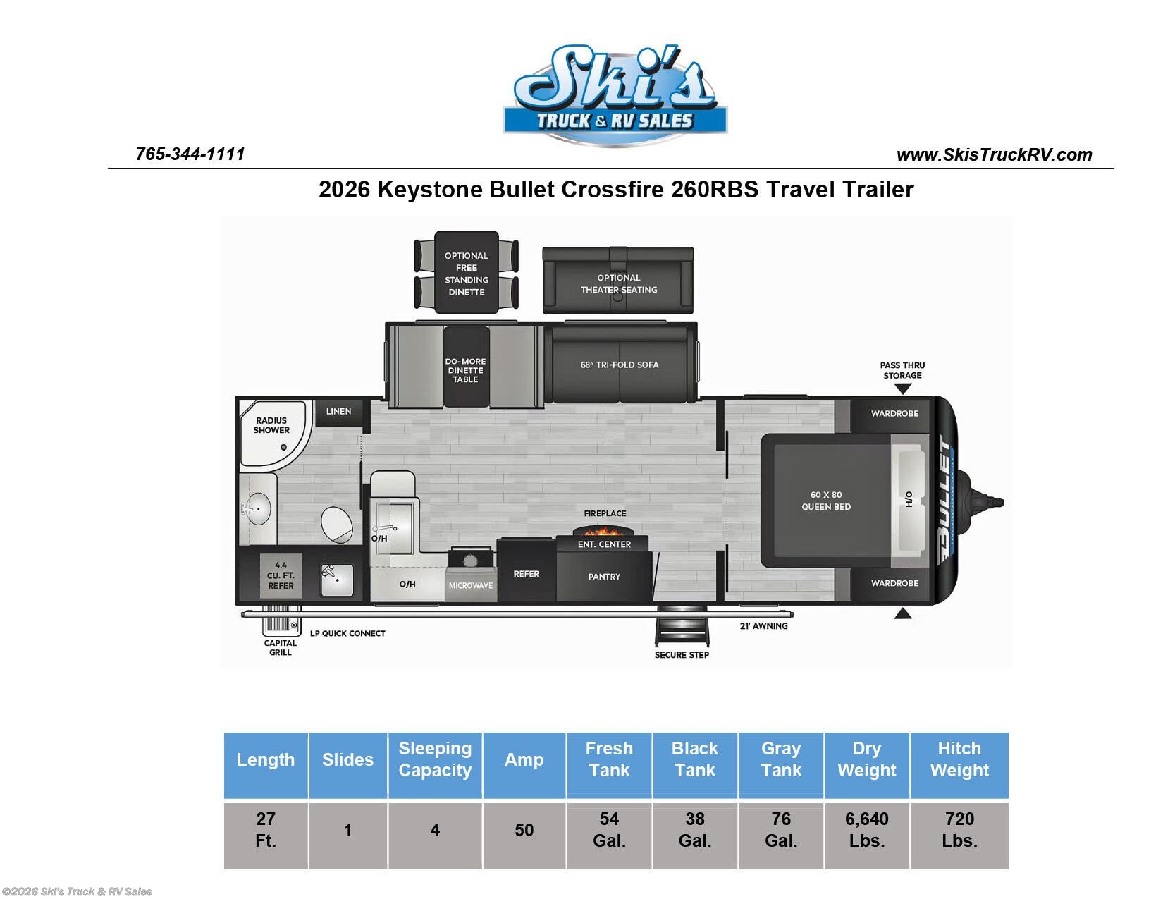 New 2026 Keystone Bullet Crossfire 260RBS available in Rockville, Indiana