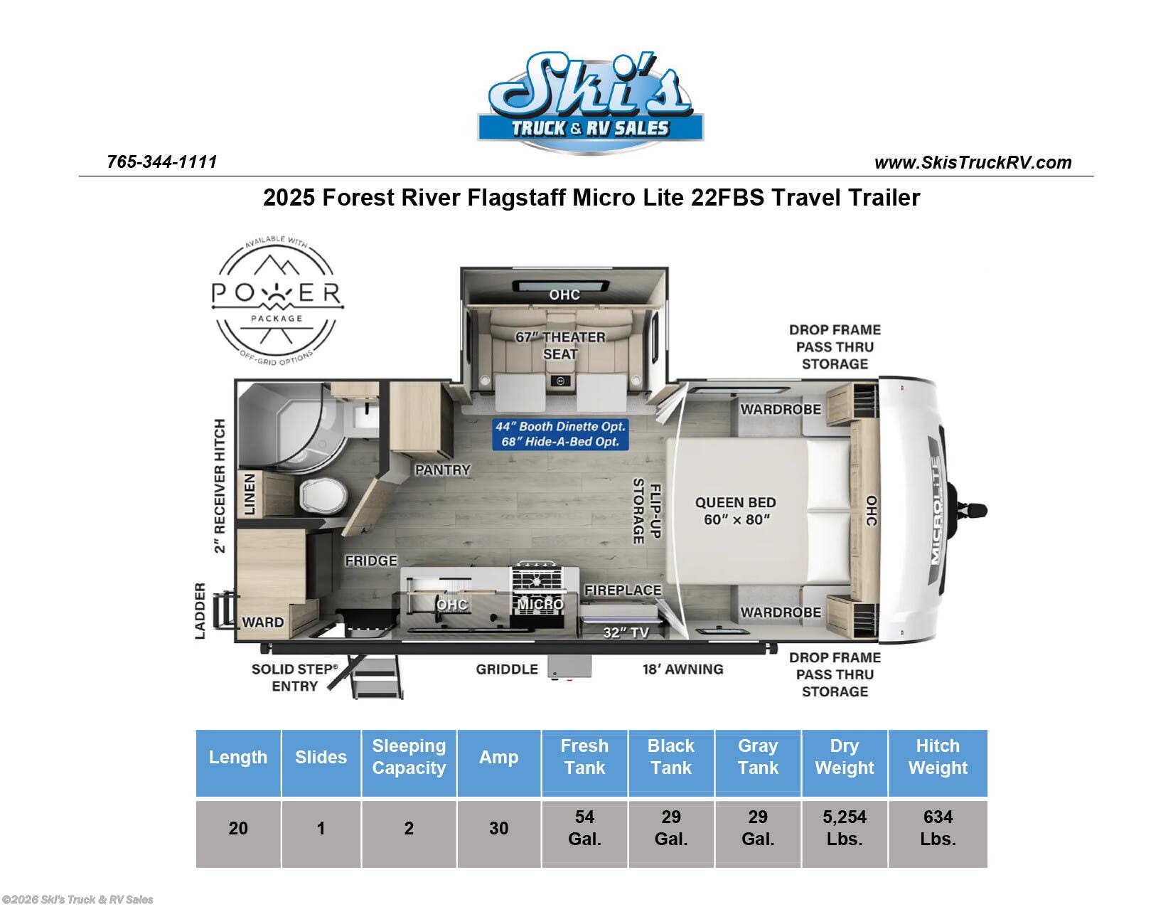 2025 Flagstaff Micro Lite 22FBS by Forest River from Ski's Truck & RV Sales in Rockville, Indiana