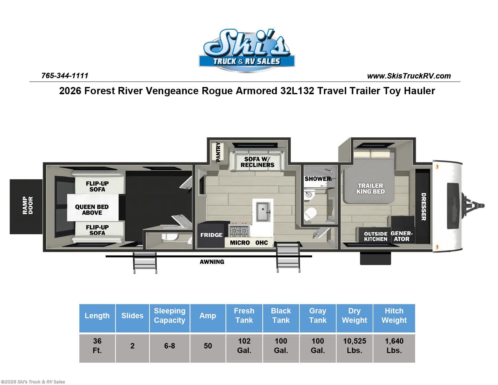 New 2026 Forest River Vengeance Rogue Armored 32L132 available in Rockville, Indiana