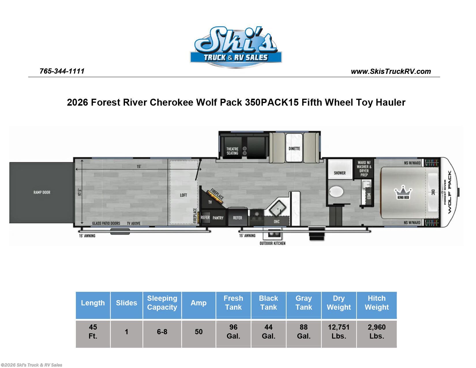 New 2026 Forest River Cherokee Wolf Pack 350PACK15 available in Rockville, Indiana