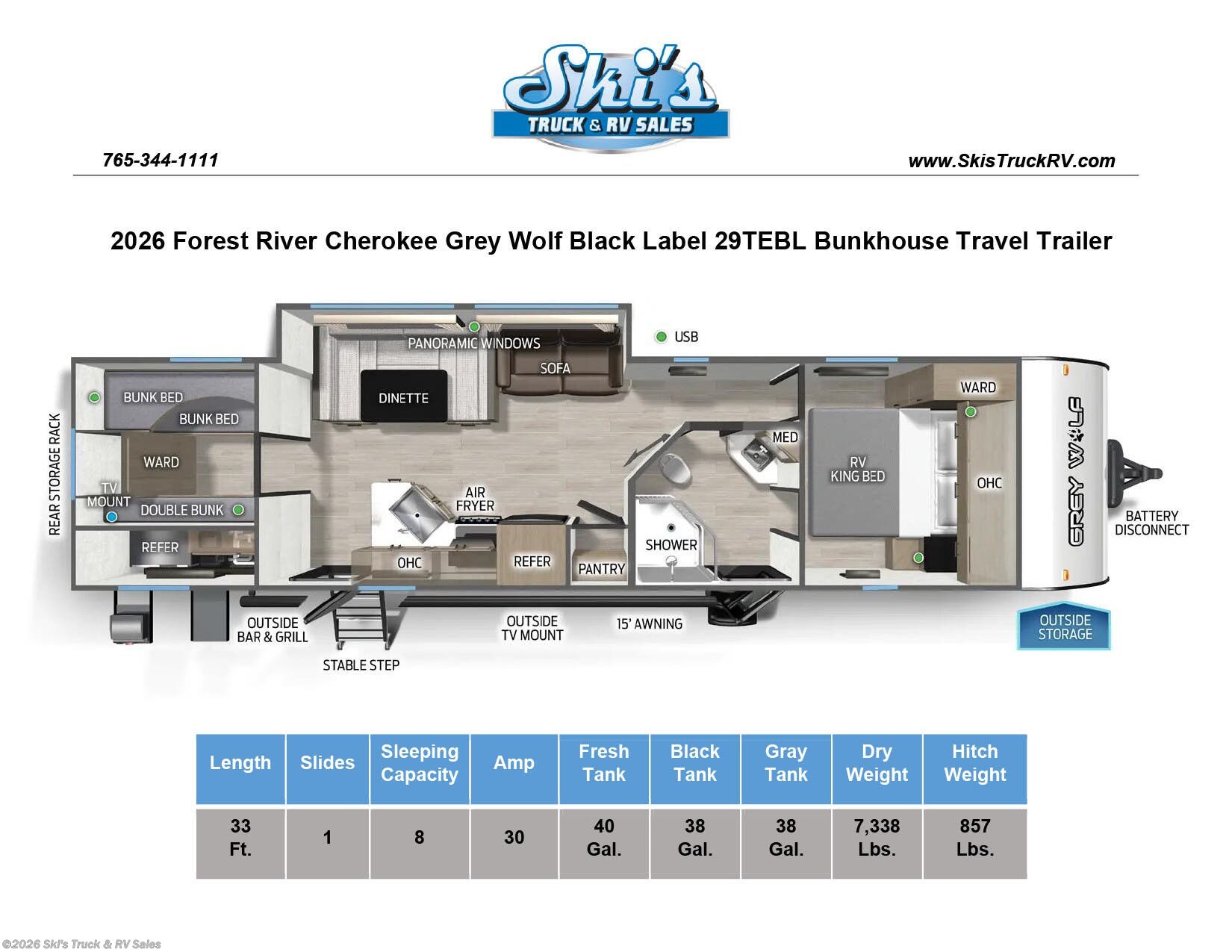 New 2026 Forest River Grey Wolf Black Label 29TEBL available in Rockville, Indiana