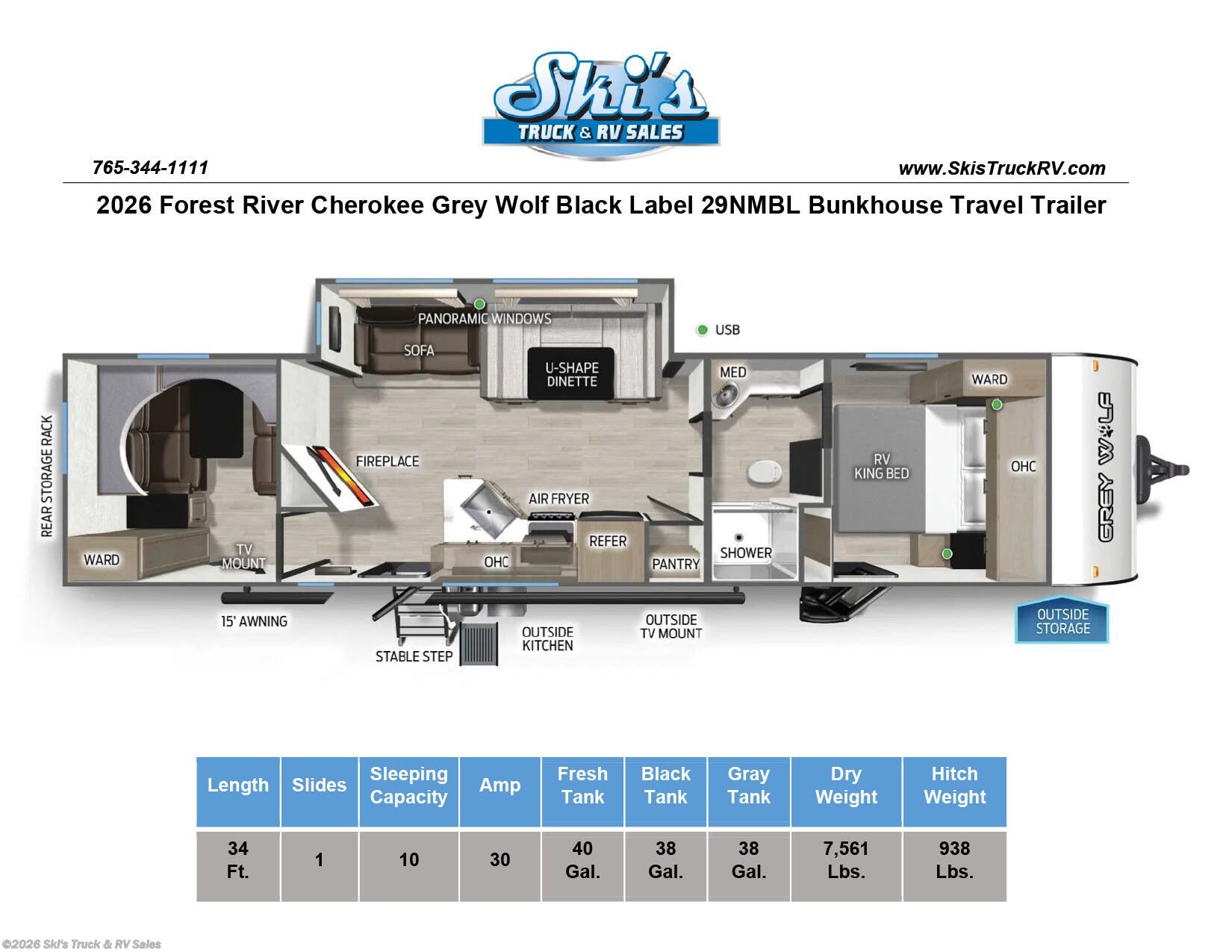 New 2026 Forest River Grey Wolf Black Label 29NMBL available in Rockville, Indiana