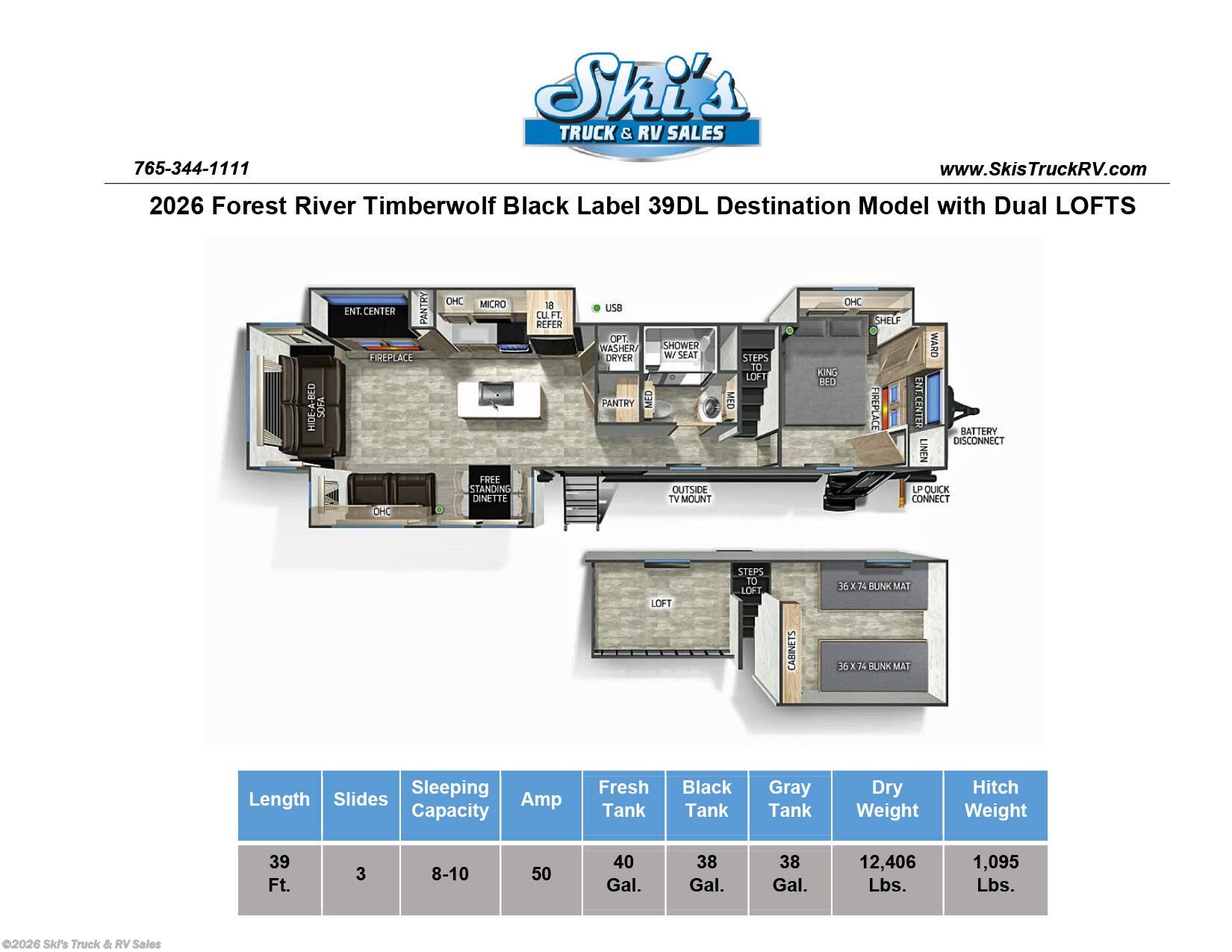 New 2026 Forest River Timberwolf Black Label 39DL Destination Dual LOFTS available in Rockville, Indiana