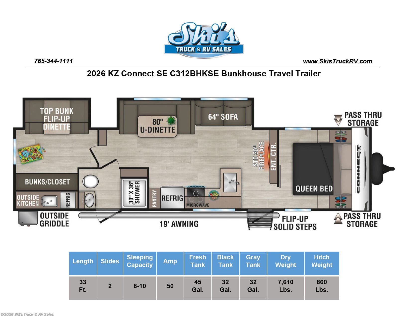 2026 Connect SE C312BHKSE by K-Z from Ski's Truck & RV Sales in Rockville, Indiana