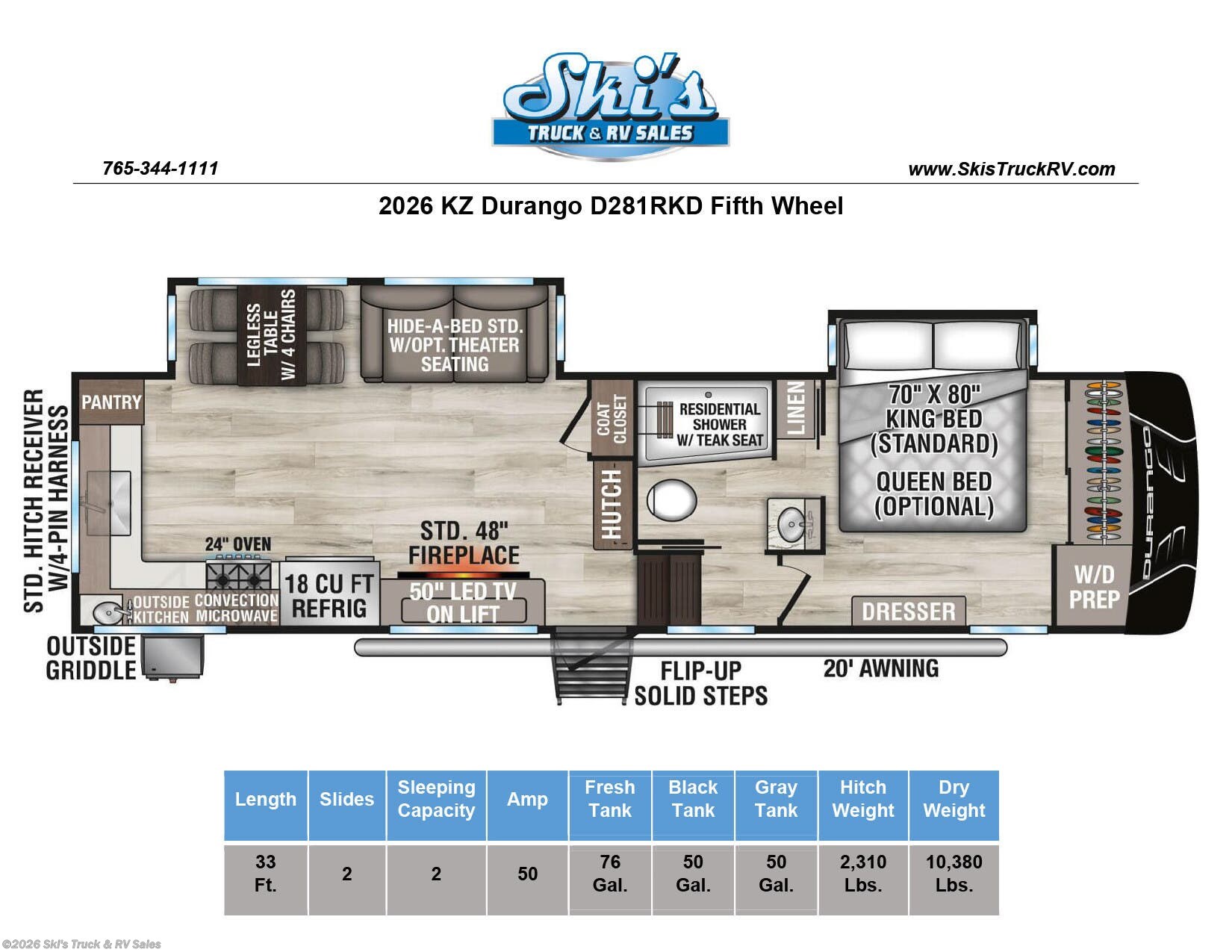 2026 Durango D281RKD by K-Z from Ski's Truck & RV Sales in Rockville, Indiana