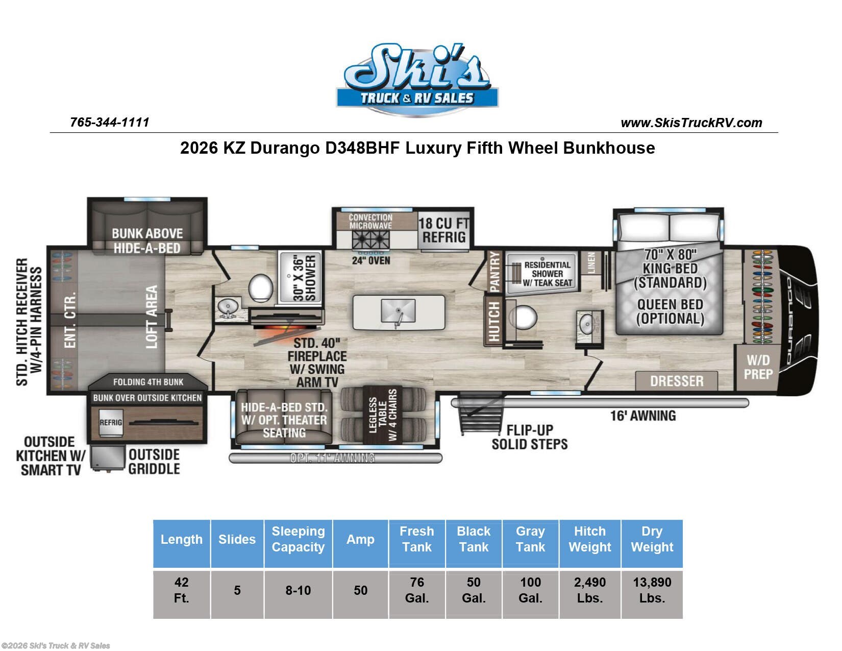 New 2026 K-Z Durango D348BHF available in Rockville, Indiana