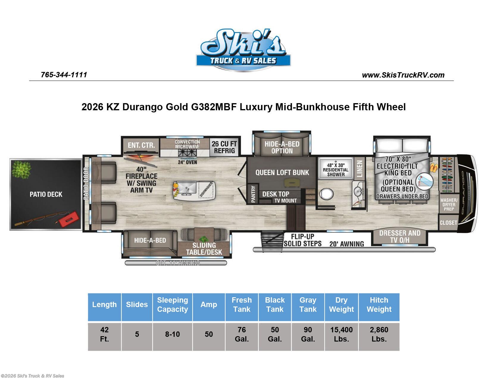New 2026 K-Z Durango Gold G382MBF available in Rockville, Indiana