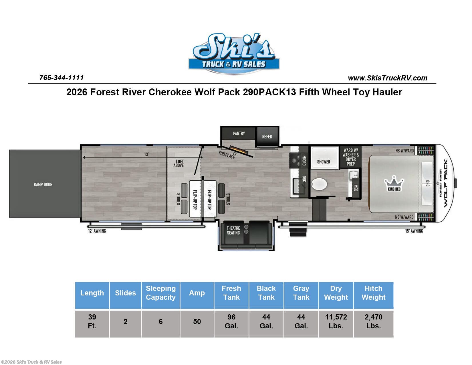 New 2026 Forest River Cherokee Wolf Pack 290PACK13 available in Rockville, Indiana