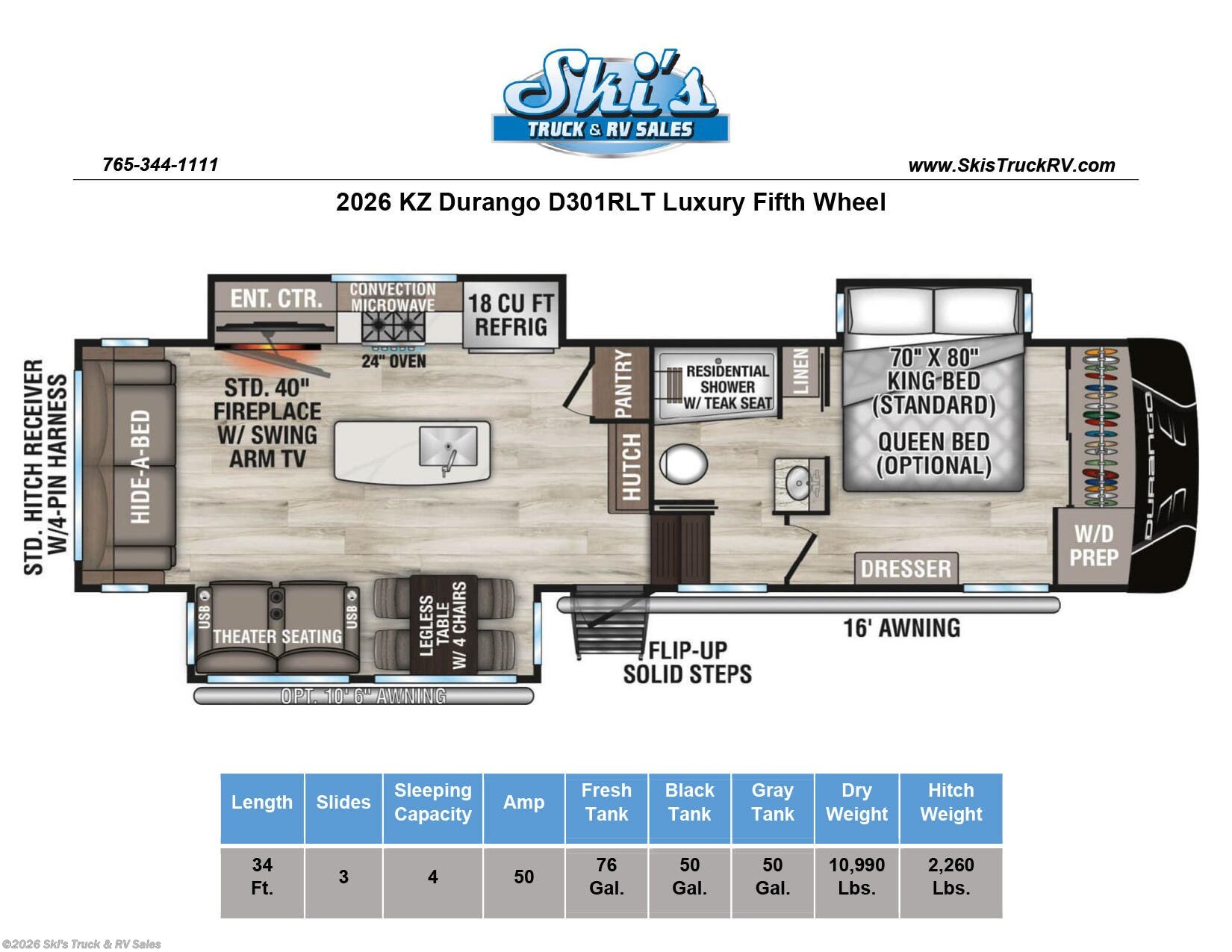 New 2026 K-Z Durango D301RLT available in Rockville, Indiana