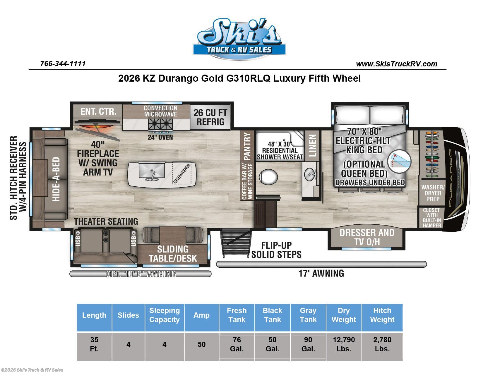 New 2026 K-Z Durango Gold G310RLQ available in Rockville, Indiana