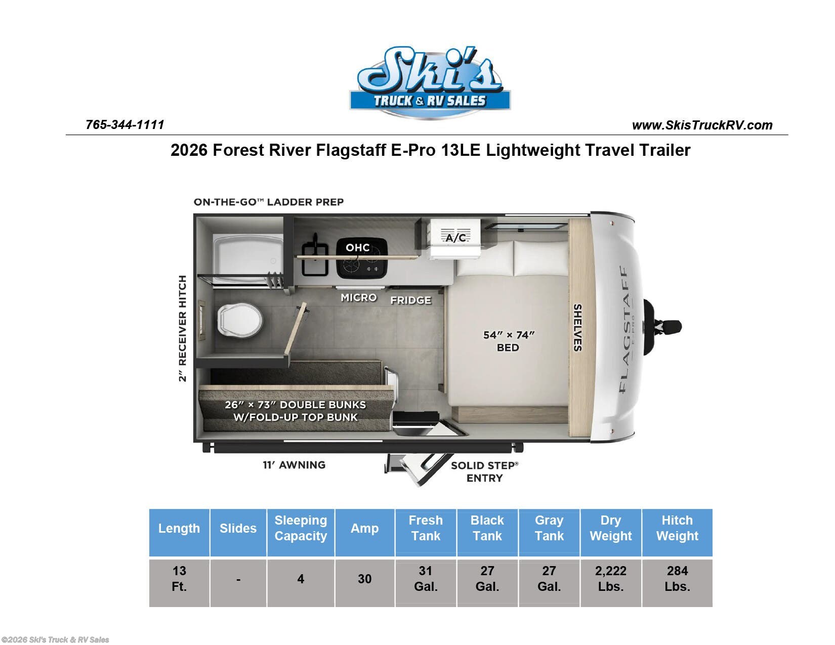 New 2026 Forest River Flagstaff E-Pro E13LE available in Rockville, Indiana