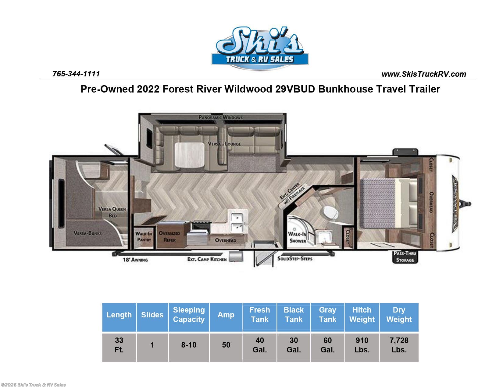 Used 2022 Forest River Wildwood 29VBUD available in Rockville, Indiana