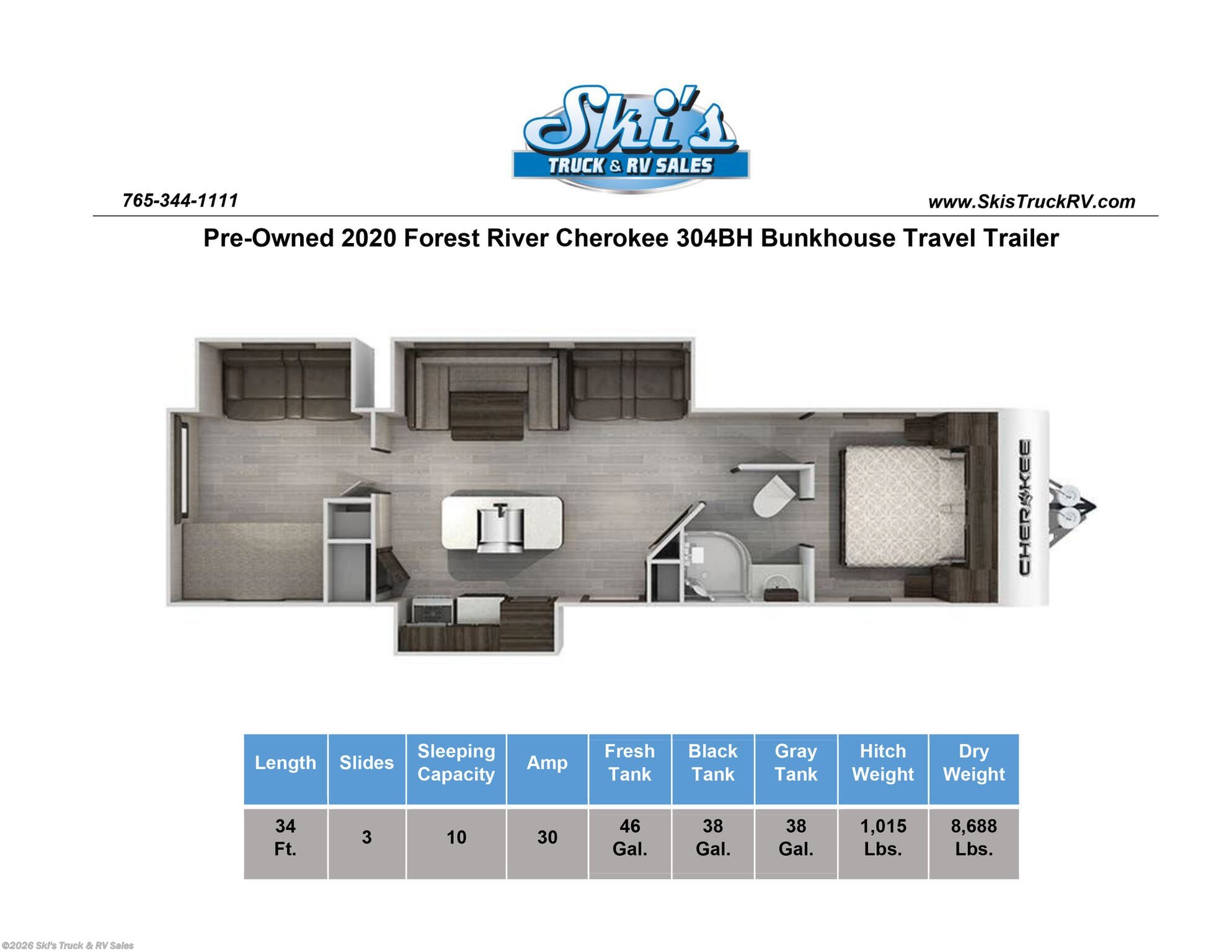 Used 2020 Forest River Cherokee 304BH available in Rockville, Indiana