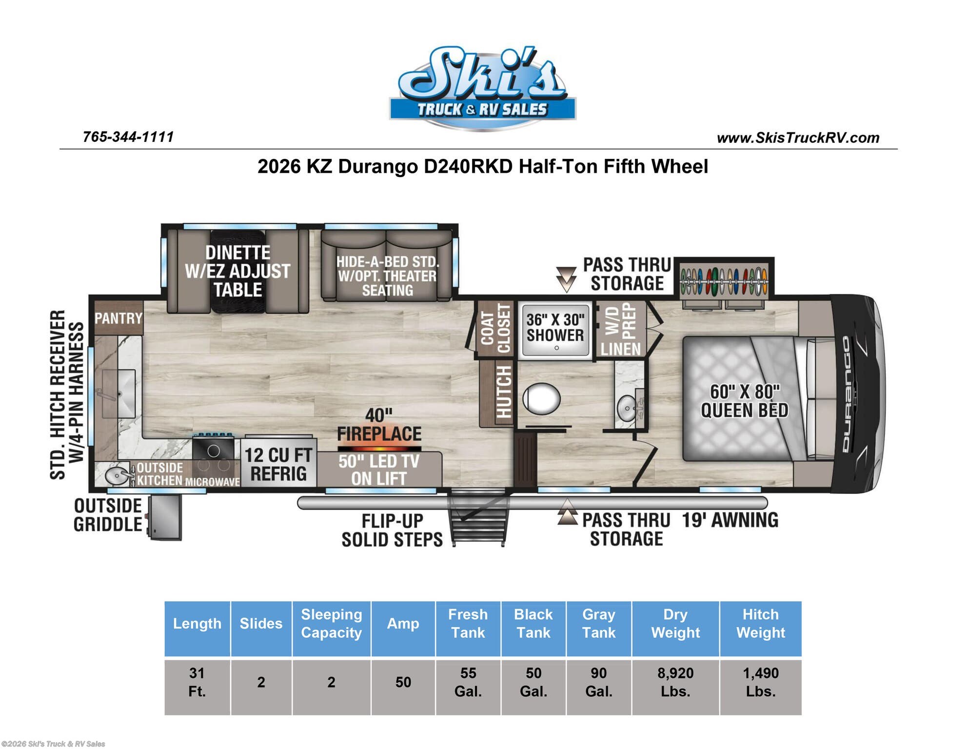 New 2026 K-Z Durango D240RKD Half-Ton available in Rockville, Indiana