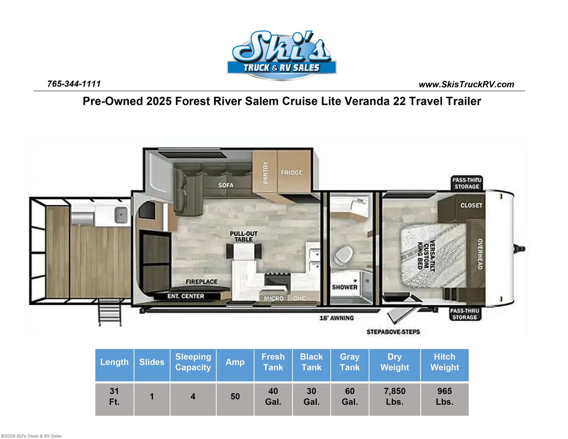 Used 2025 Forest River Salem Cruise Lite 22VERANDA available in Rockville, Indiana