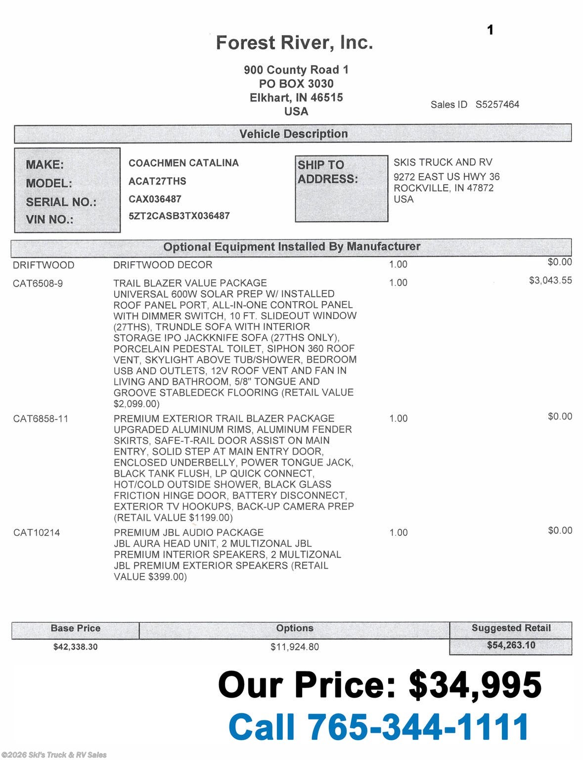 New 2026 Coachmen Catalina Trail Blazer 27THS available in Rockville, Indiana