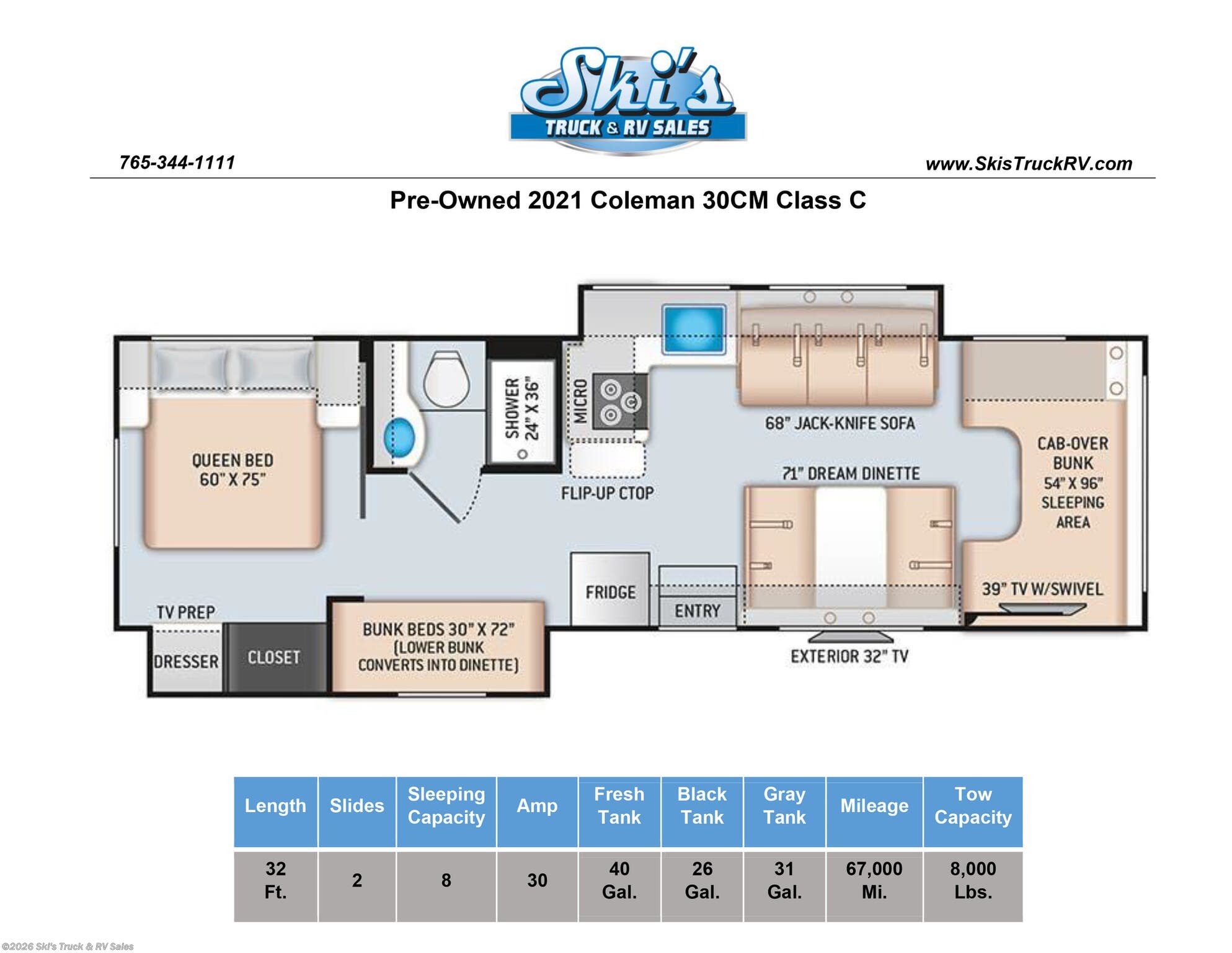 Used 2021 Coleman 30CM Class C available in Rockville, Indiana