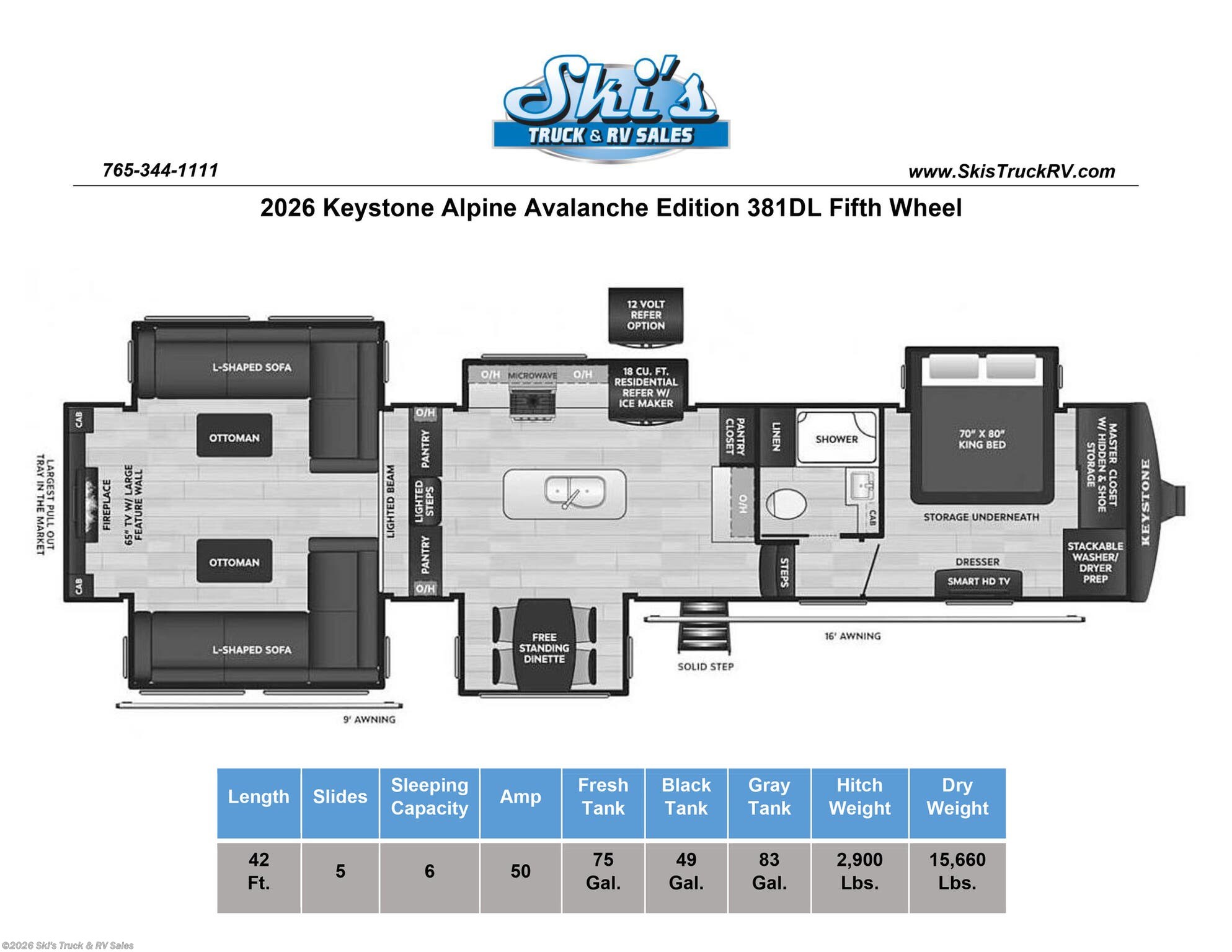 New 2026 Keystone Alpine Avalanche Edition 381DL available in Rockville, Indiana