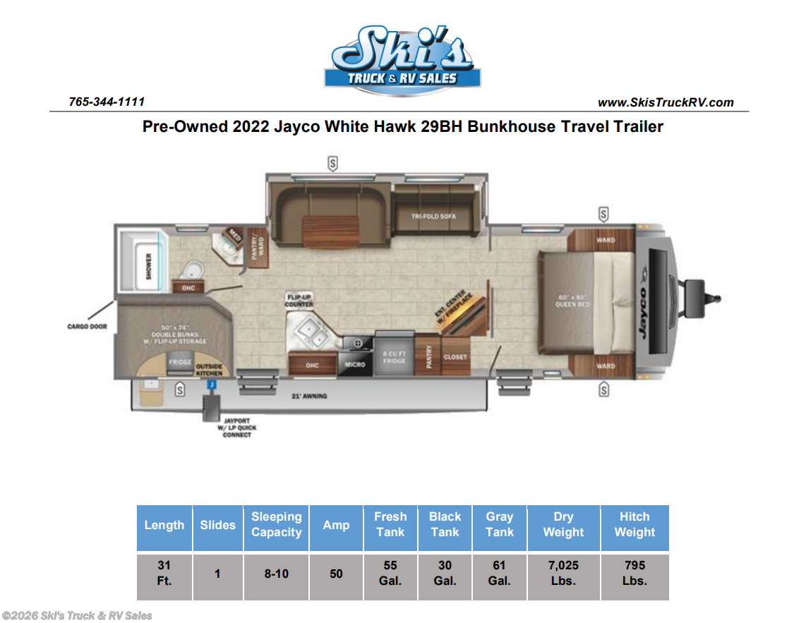 Used 2022 Jayco White Hawk 29BH available in Rockville, Indiana